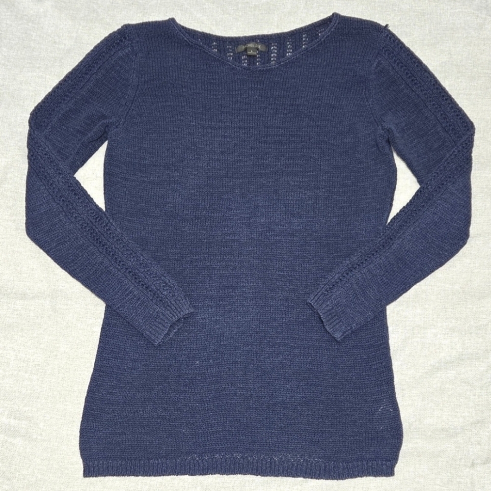 RACHEL ZOE Karla Knit Sweater Long Sleeve Blue Size Large